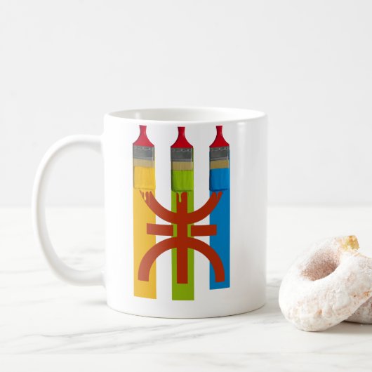 Mug Brosse teintée peindre le drapeau amazigh style ét (Avec donut)