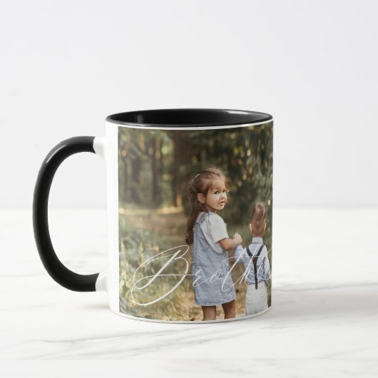 Mug Brother Script Heart Grateful Chaque instant Photo (Gauche)