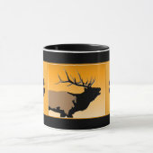 Mug Brouillonnant Bull Elk au coucher du soleil Art or (Centre)