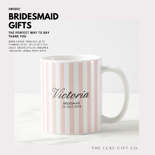 Mug Brousse Classique Pink Stripes Be My Bridesmaid Mu