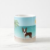 Mug Brown Boston Terrier À Une Plage Tropicale D'Été (Centre)