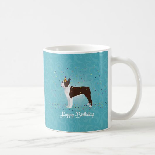 Mug Brown Boston Terrier Conception d'anniversaire (Droite)