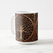 Mug Brown Carved Australian Waratah Tree Print, (Devant gauche)