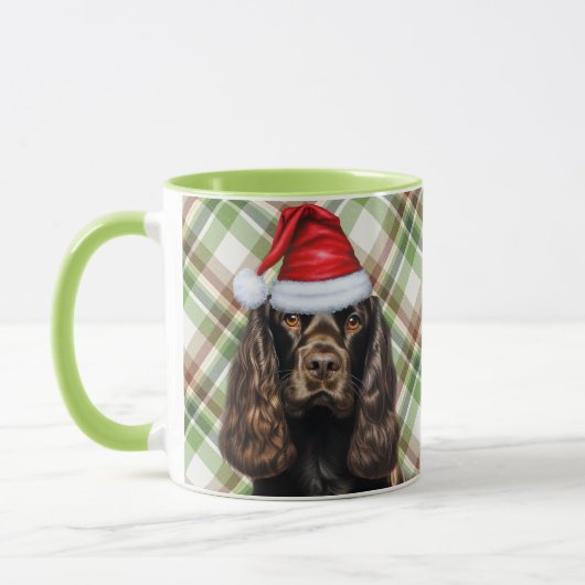 Mug Brown Cocker Spaniel Noël Père Noël Chien (Gauche)
