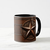 Mug Brown Cowboy Rustique Western Country Texas Star (Devant droit)
