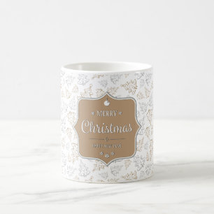 Mug Brown et Argent Elegant Arbres de Noël Motif