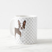 Mug Brown Et Blanc Boston Terrier Cartoon Chien & Pâte (Devant gauche)