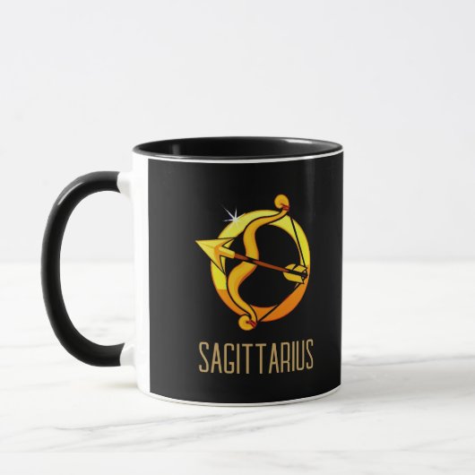 Mug Brown et or Sagittarius signe zodiaque noir (Gauche)