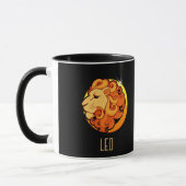 Mug Brown et or signe de zodiaque Leo noir (Gauche)