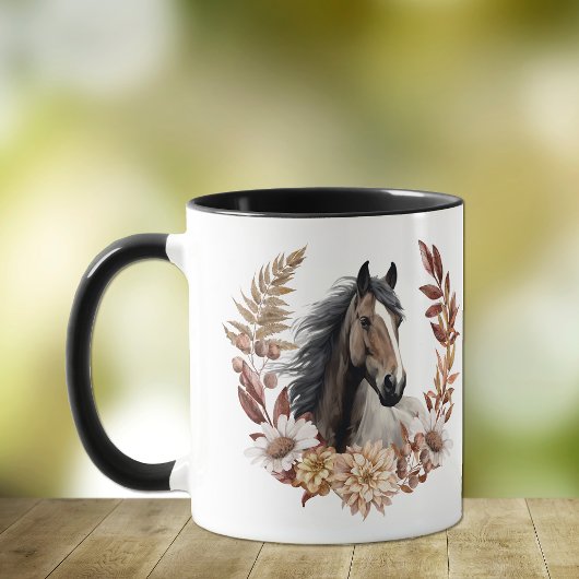 Mug Brown Grulla Horse Vague d'automne