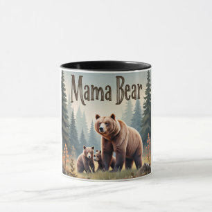 Mug Brown Mama Bear Cubs Forêt Fête des mères