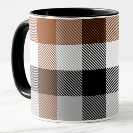 Mug Brown noir blanc Twill En vichy design
