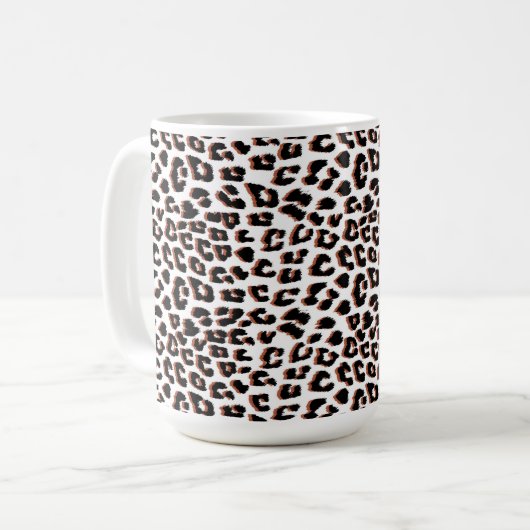 Mug Brown noir et Empreinte de léopard blanc (Devant gauche)