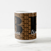 Mug Brown noir Monogramme blanc Nom du script moderne (Centre)