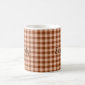 Mug Brown Rustic Autumn Plaid Pattern With Custom Name (Centre)