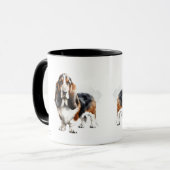 Mug Browns modernes / Black Basset Hound Personnaliser (Devant gauche)