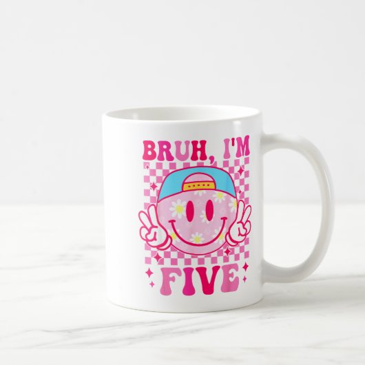 Mug Bruh I'm Five 5 5th Birthday Girls Groovy 5 Years  (Droite)