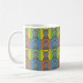 Mug Bruit-Art russe de bande dessinée de chat bleu (Gauche)