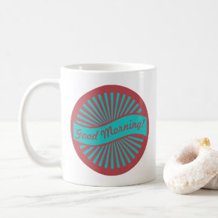 Mug Brûlage rouge et bleu joyeux Bonjour