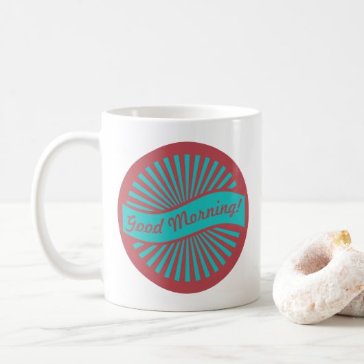 Mug Brûlage rouge et bleu joyeux Bonjour (Avec donut)