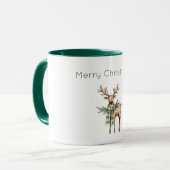 Mug Brun Crème Vert Cerf Noël Rustique (Devant gauche)