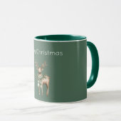 Mug Brun Crème Vert Cerf Rustique (Devant droit)