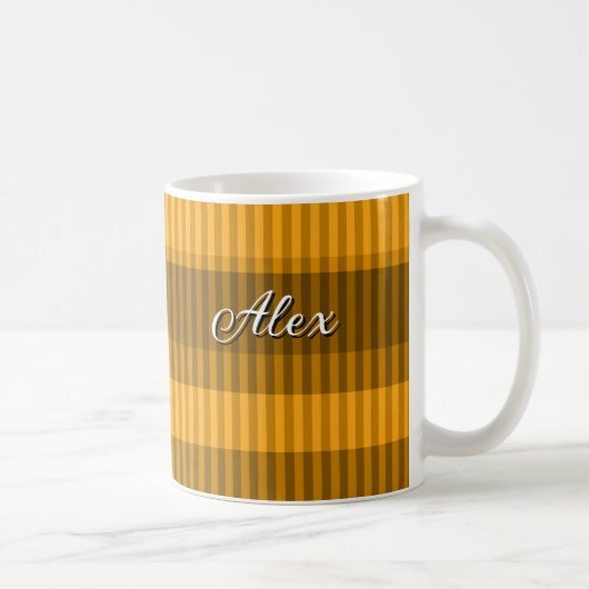 Mug brun jaune monochrome rayures (Droite)