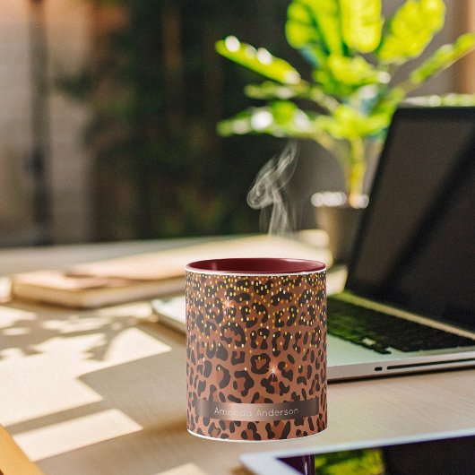 Mug Brun noir doré bronze léopard