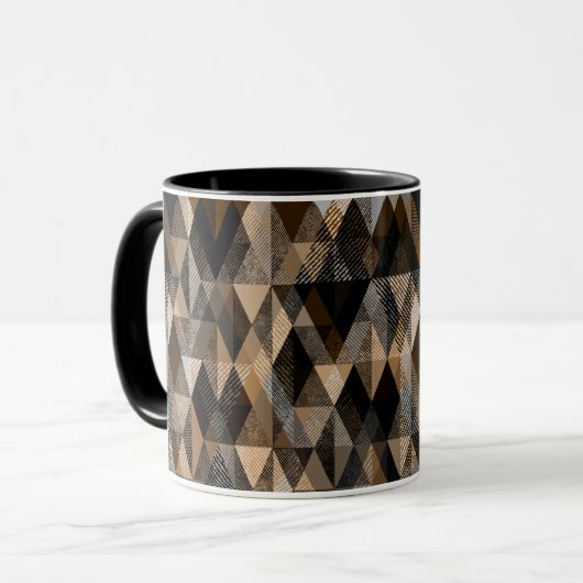 Mug Brun rhombique texturé avec beige (Devant gauche)