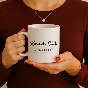 Mug Brunch Club   Nom Script manuscrit moderne