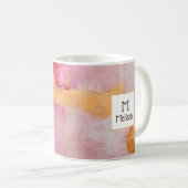 Mug Brush artistique touche or et rose Monogramme (Devant droit)
