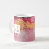 Mug Brush artistique touche or et rose Monogramme (Devant gauche)