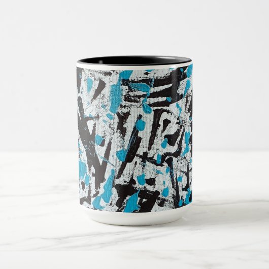 Mug Brush bleu et noir Abstrait (Centre)