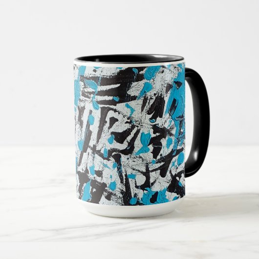 Mug Brush bleu et noir Abstrait (Devant droit)