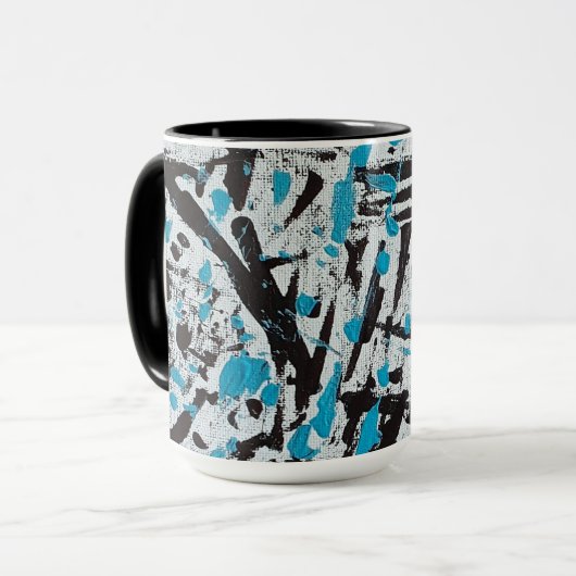 Mug Brush bleu et noir Abstrait (Devant gauche)