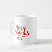 Mug Brush Calligraphy Merry Christmas 2025 (Devant gauche)