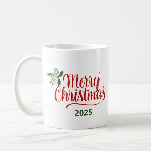Mug Brush Calligraphy Merry Christmas 2025 (Gauche)