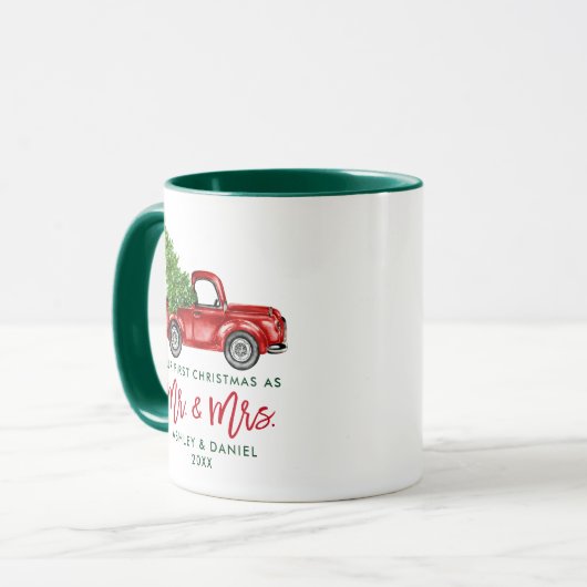Mug Brush Script Premier Noël M. Mme Truck Green (Devant gauche)