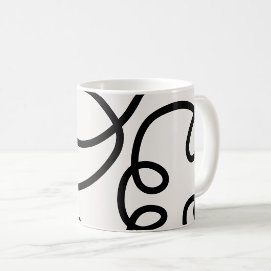 Mug Brush Strokes De Ligne Minimale Moderne Noir Et Bl (Devant droit)