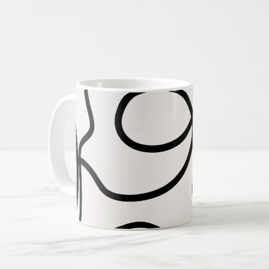 Mug Brush Strokes De Ligne Minimale Moderne Noir Et Bl (Devant gauche)