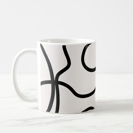 Mug Brush Strokes De Ligne Minimale Moderne Noir Et Bl (Gauche)