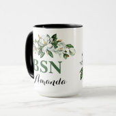 Mug BSN Aquarelle Florale Verdure Magnolia Graduation (Devant gauche)