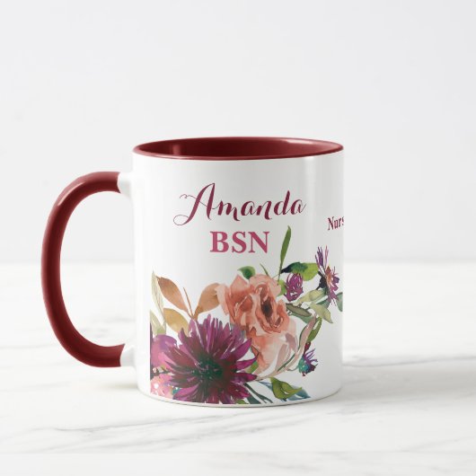 Mug BSN Wild Flowers Nursing School Graduation (Gauche)
