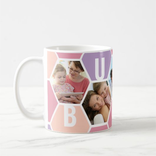 Mug Bubbe 5 photo modifiable 5 lettres Honeypeb (Gauche)