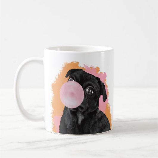Mug Bubblegum Feu Carlin Noir Rose Et Orange (Gauche)