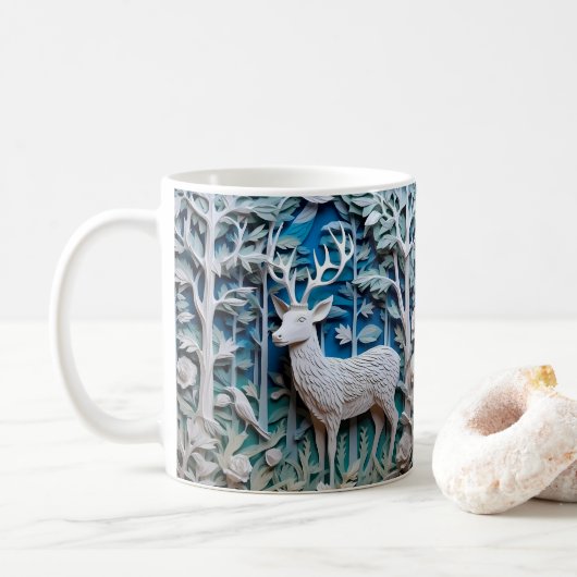 Mug Buck blanc cerf imprimé 3D (Avec donut)