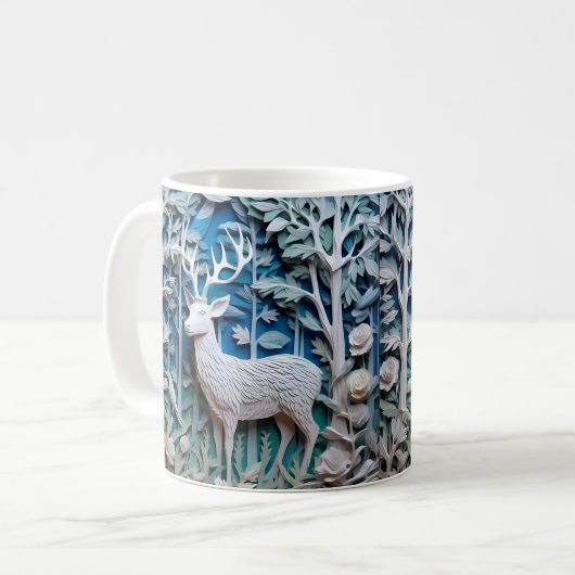 Mug Buck blanc cerf imprimé 3D (Devant gauche)