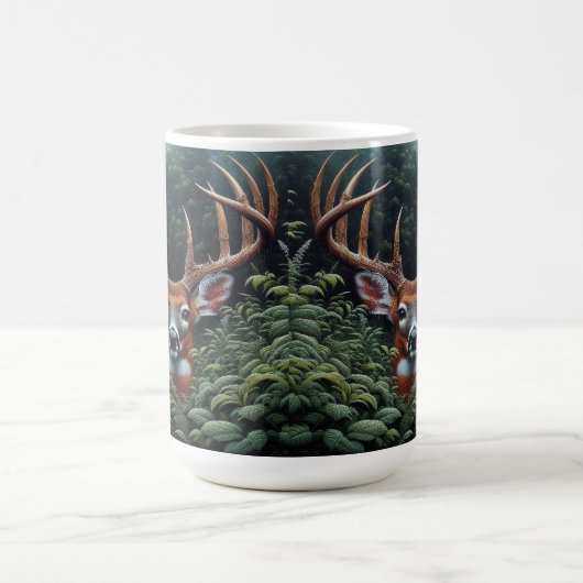 Mug Buck cerf blanc en feuillage vert (Centre)