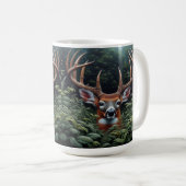 Mug Buck cerf blanc en feuillage vert (Devant droit)