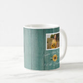 Mug Budget 50 et fabuleux | Tournesol Turquoise Annive (Devant droit)